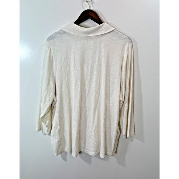 Land's End Women’s Polo Shirt Size 3X Cream Minimalist Capsule Wardrobe Timeless - Picture 2 of 8